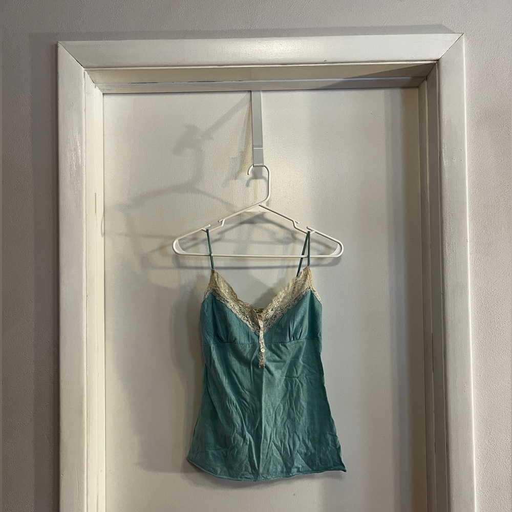 Honey Punch Teal Camisole with Lace Detail